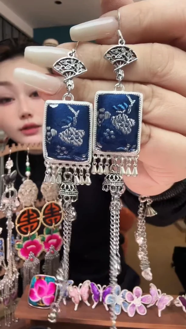 刺绣纯手工民族风刺绣耳环