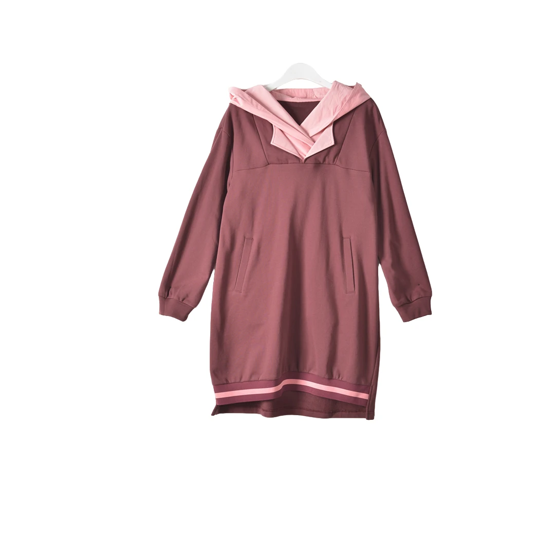 GPB1【专柜捡漏】大码女装QaC-中长款卫衣9589-酒红色小一码