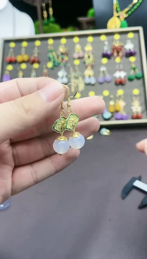 【闪购商品】玛瑙/玉髓耳钉银S925镶嵌428000