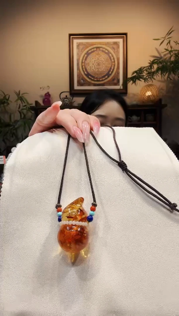 琥珀（花珀）颈饰未镶嵌项链