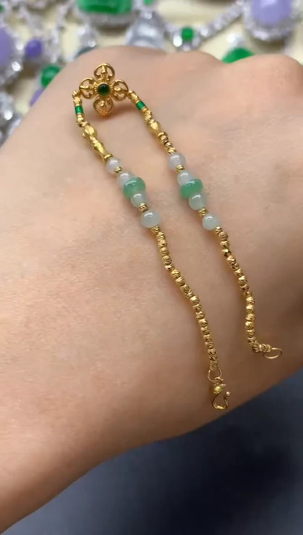 18K金镶嵌手链翡翠346-中国好珍宝