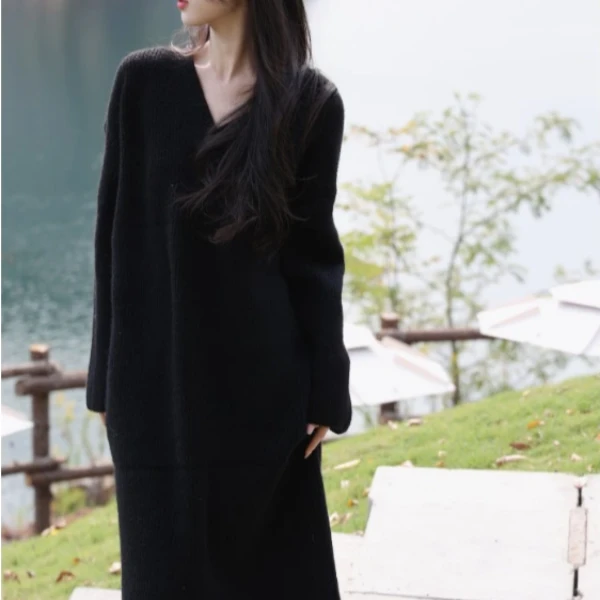 【清仓活动款】【北海之秋】秋冬宽松长款韩版长袖气质连衣裙