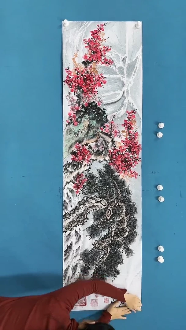 【闪购商品】国画1.18-国检-王夫怀-六尺对开岁寒三友