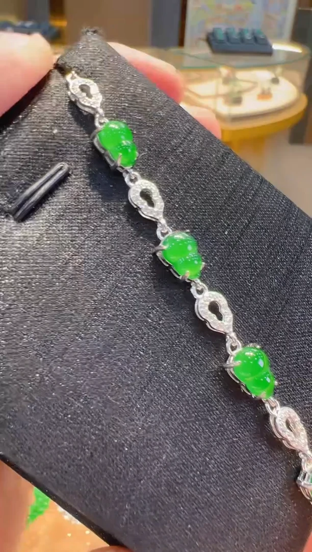 银S925镶嵌手链翡翠多样性发其一