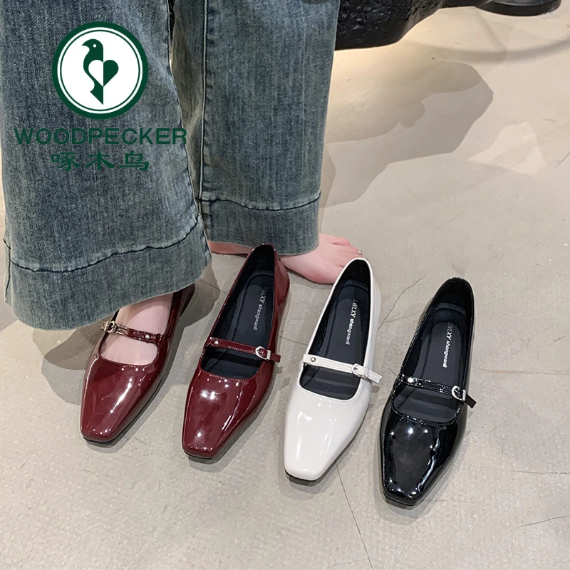 啄木鸟法式低跟红色玛丽珍单鞋仙女鞋2025新款春秋百搭温柔晚晚鞋