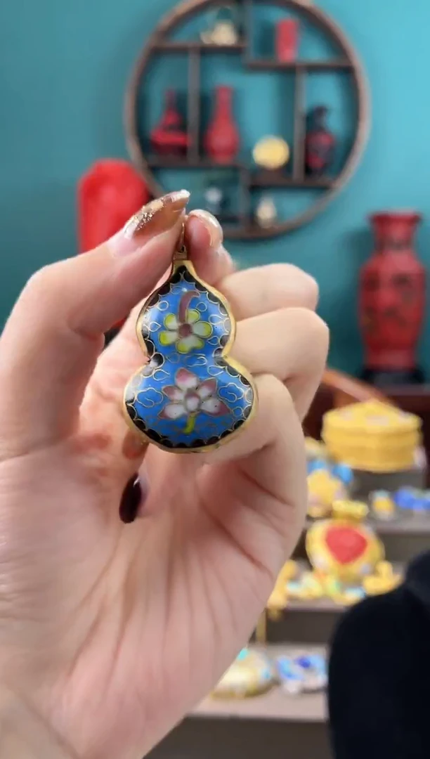 山***～非遗手工景泰蓝吊坠葫芦黑边