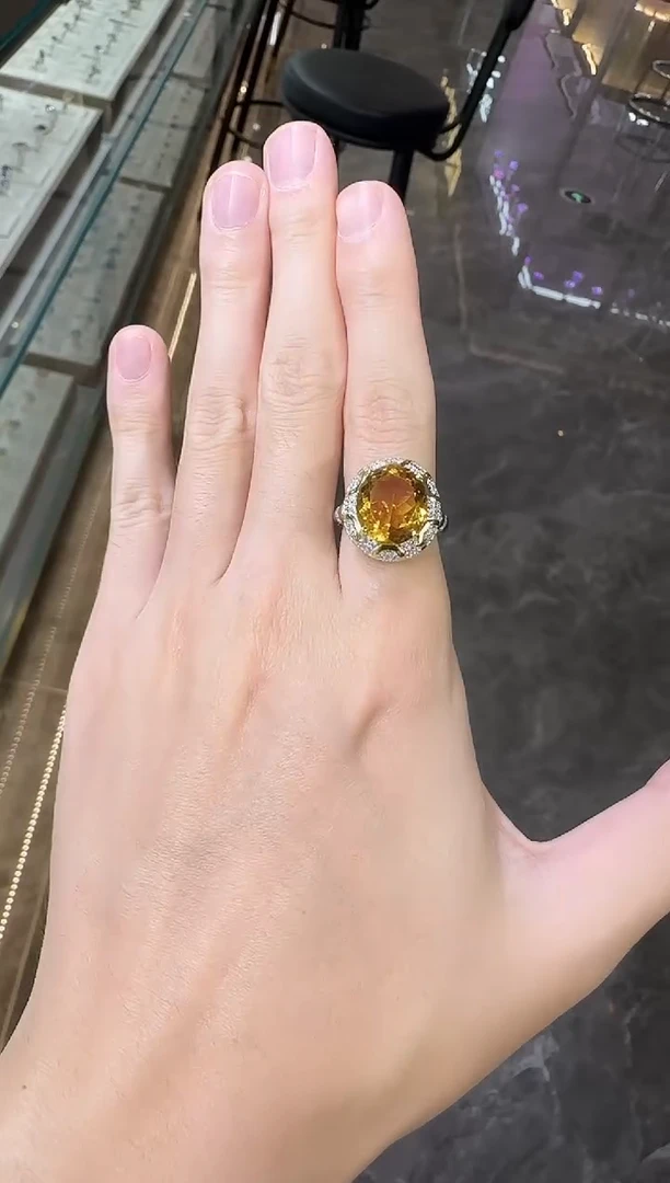 银S925镶嵌戒指黄晶高级款