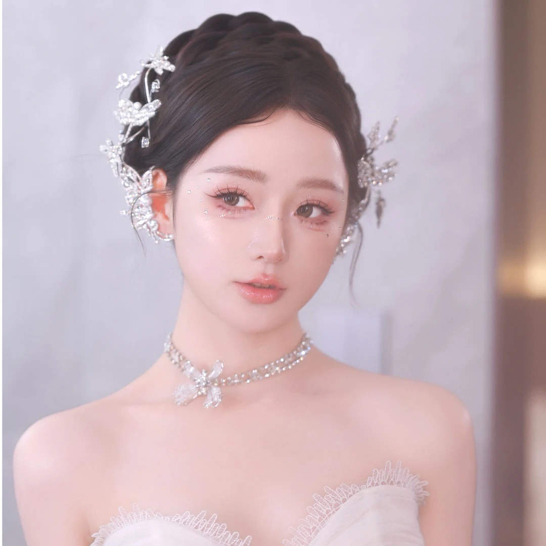 合金仿水晶婚庆饰品 00866  00895新娘饰品百搭耳环耳饰精灵耳