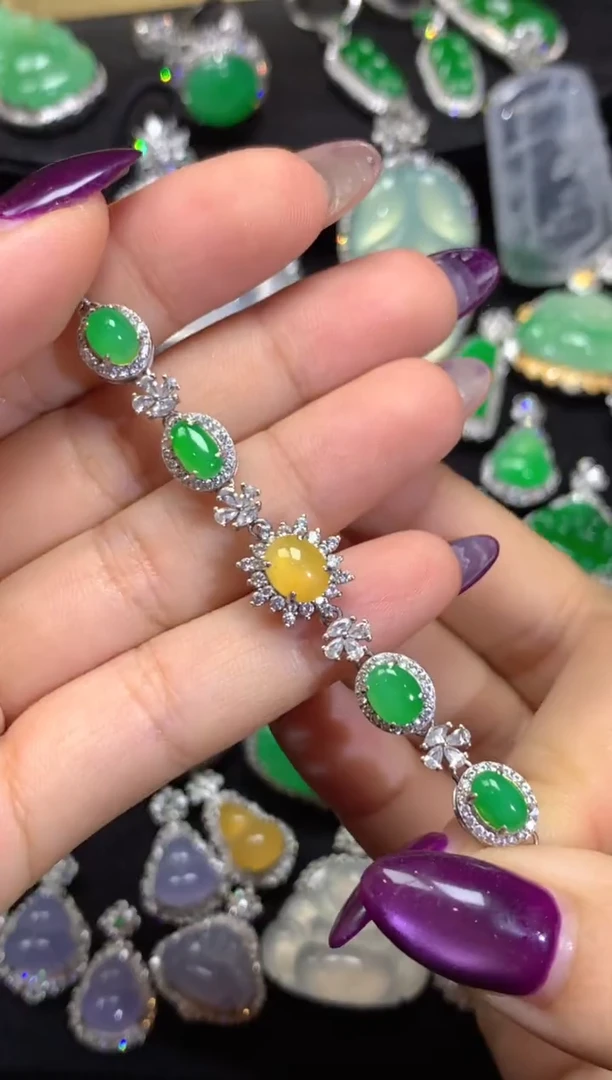 颈饰银S925镶嵌翡翠翡翠手链（福利好价）