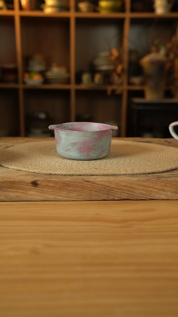 紫色系列的双耳早餐碗1个