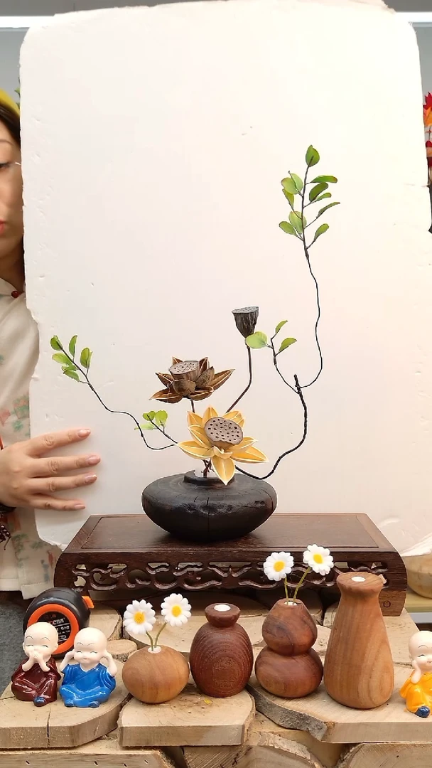 木实木花瓶配花一套
