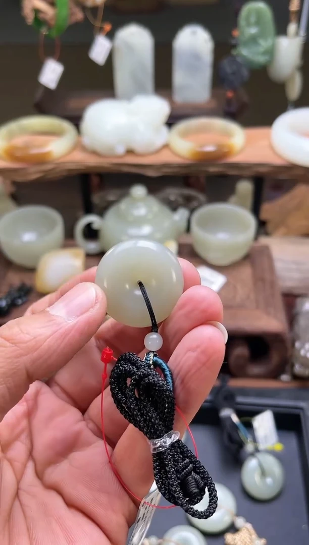 【闪购商品】和田玉吊坠未镶嵌且末青白 A平安扣9001652