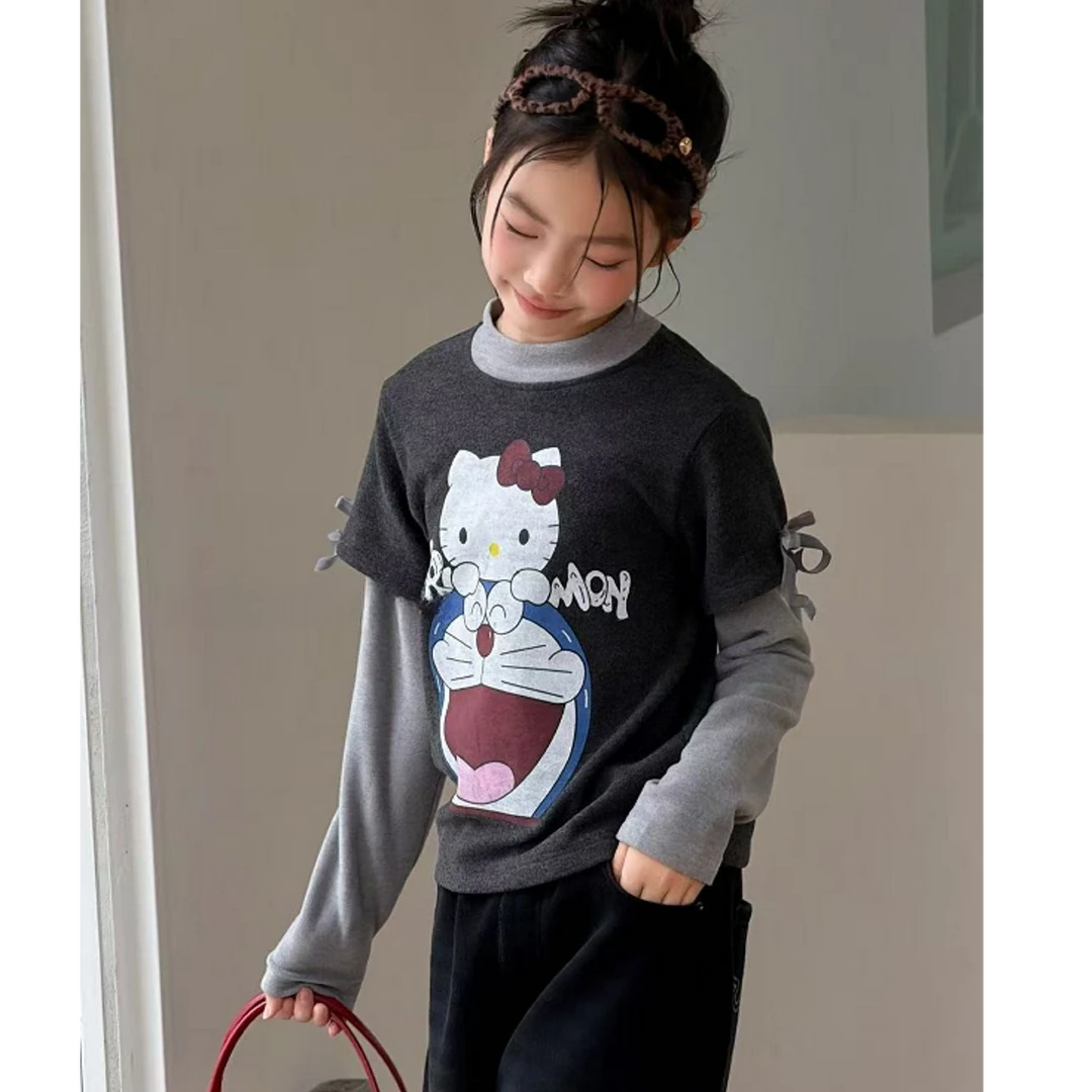 【haobaby】叮当猫kt假两件加厚打底衫T恤7309