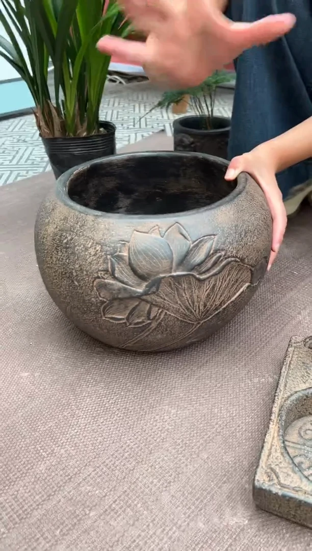 陶土【火山泥】荷缘缸