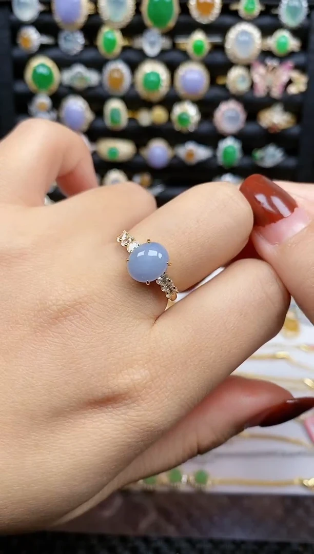 银S925镶嵌戒指翡翠374