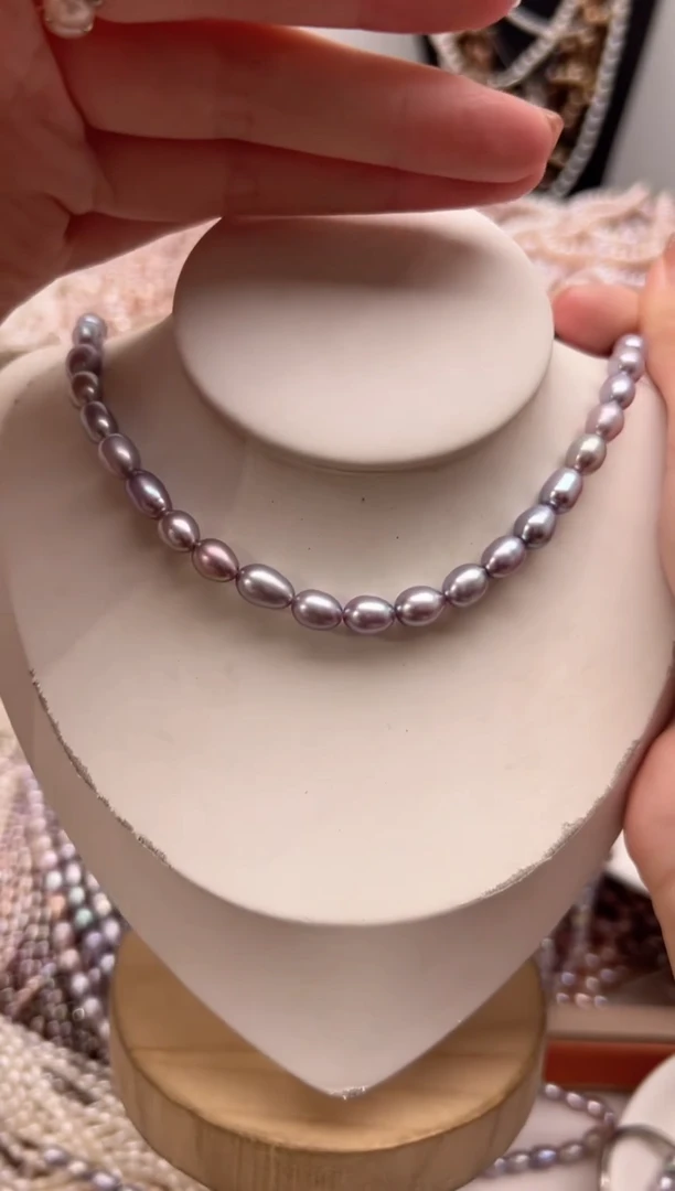 未镶嵌淡水珍珠福利强光*珍珠项链（无核紫色6mm+）