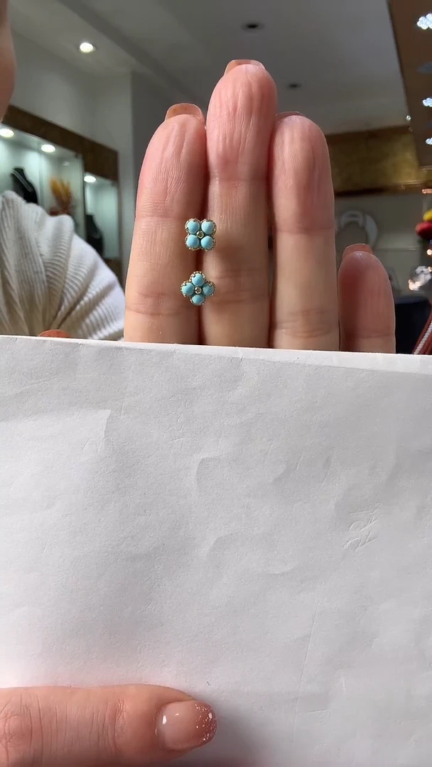 银S925镶嵌绿松石耳饰绿松石耳钉