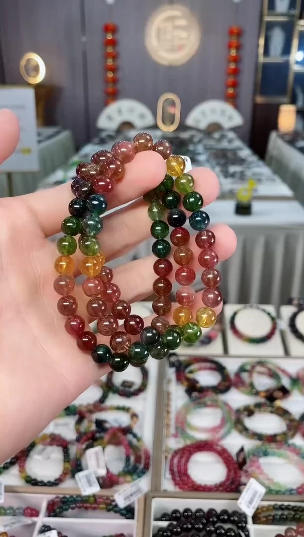 未镶嵌收藏级老矿碧玺三圈手串7mm+碧玺xion多样性发一条