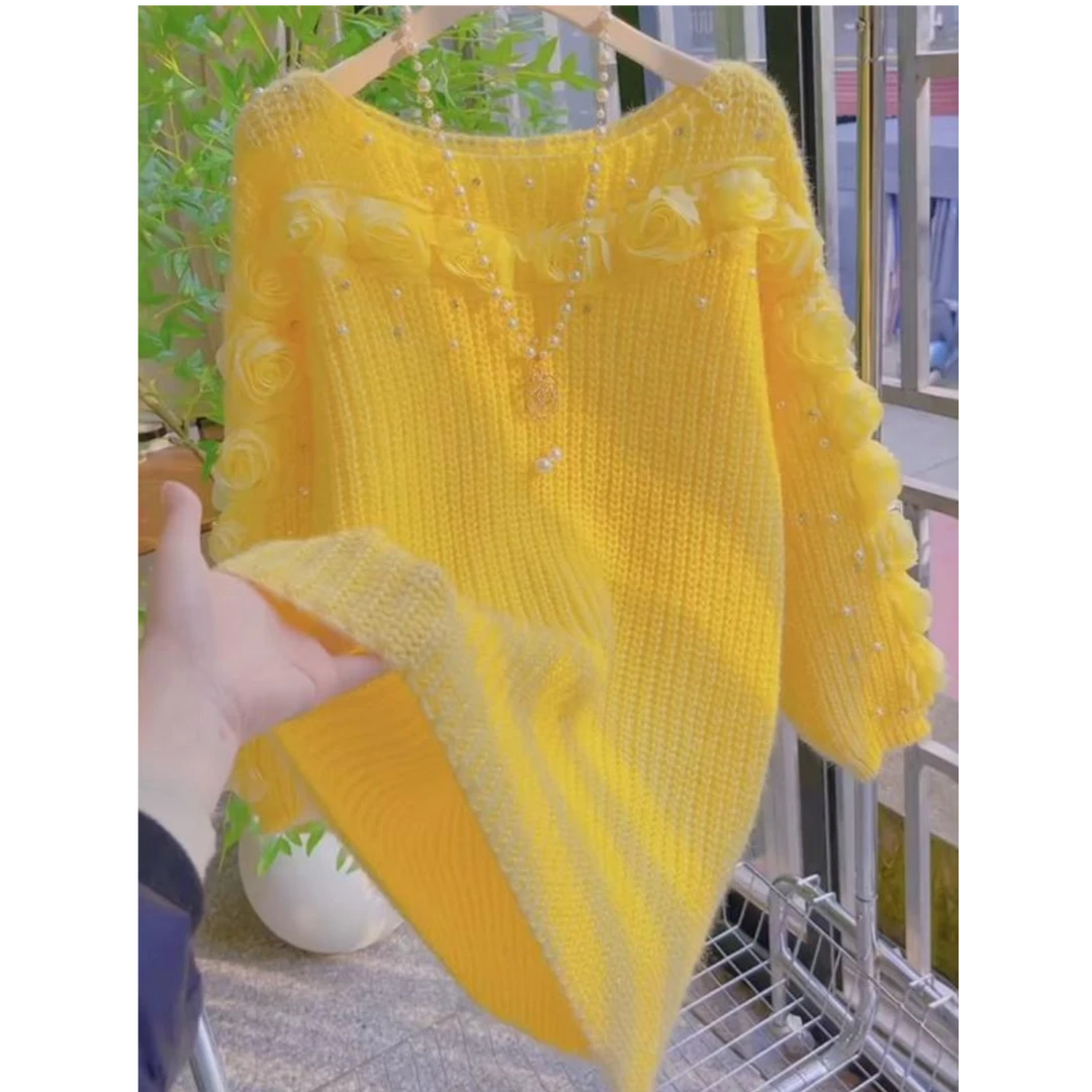 十三行韩版温柔风软糯百搭毛衣女秋冬新款宽松时尚显瘦针织衫上衣