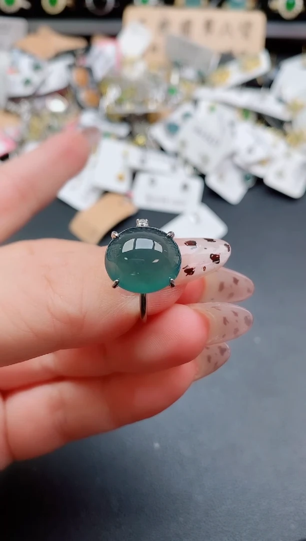 银S925镶嵌戒指翡翠1