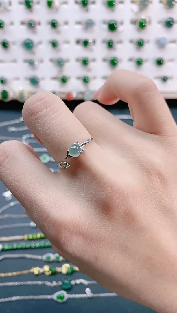 【闪购商品】翡翠戒指银S925镶嵌天然翡翠