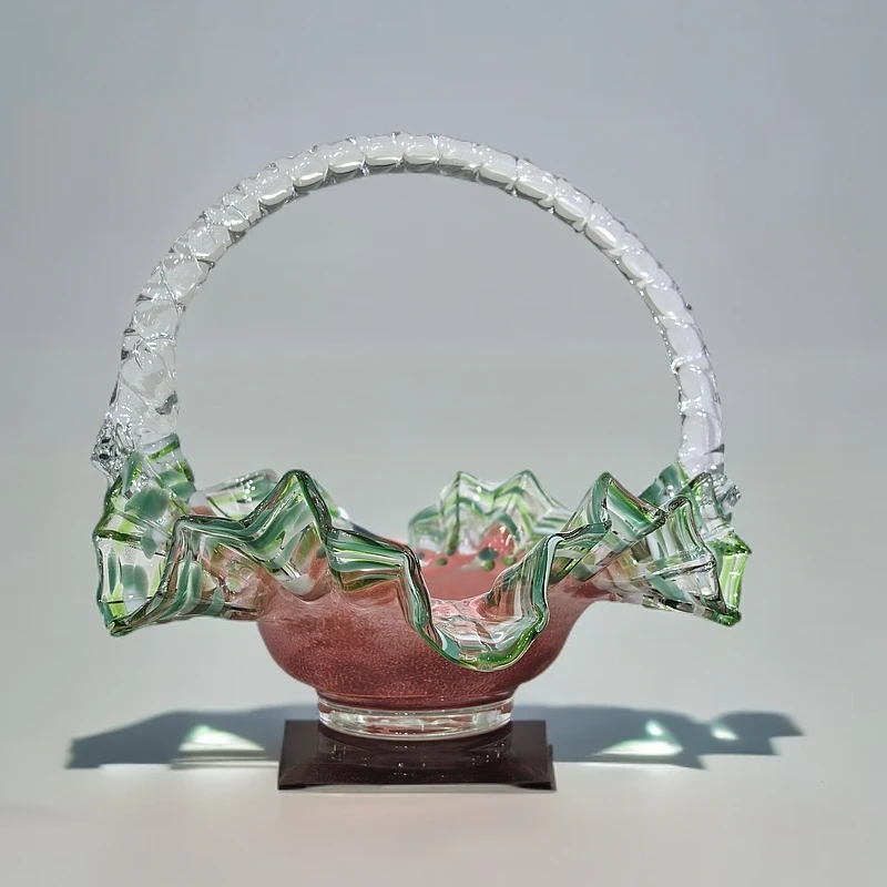 现代化轻奢粉绿渐变果篮居家装饰摆件客厅餐厅高颜值