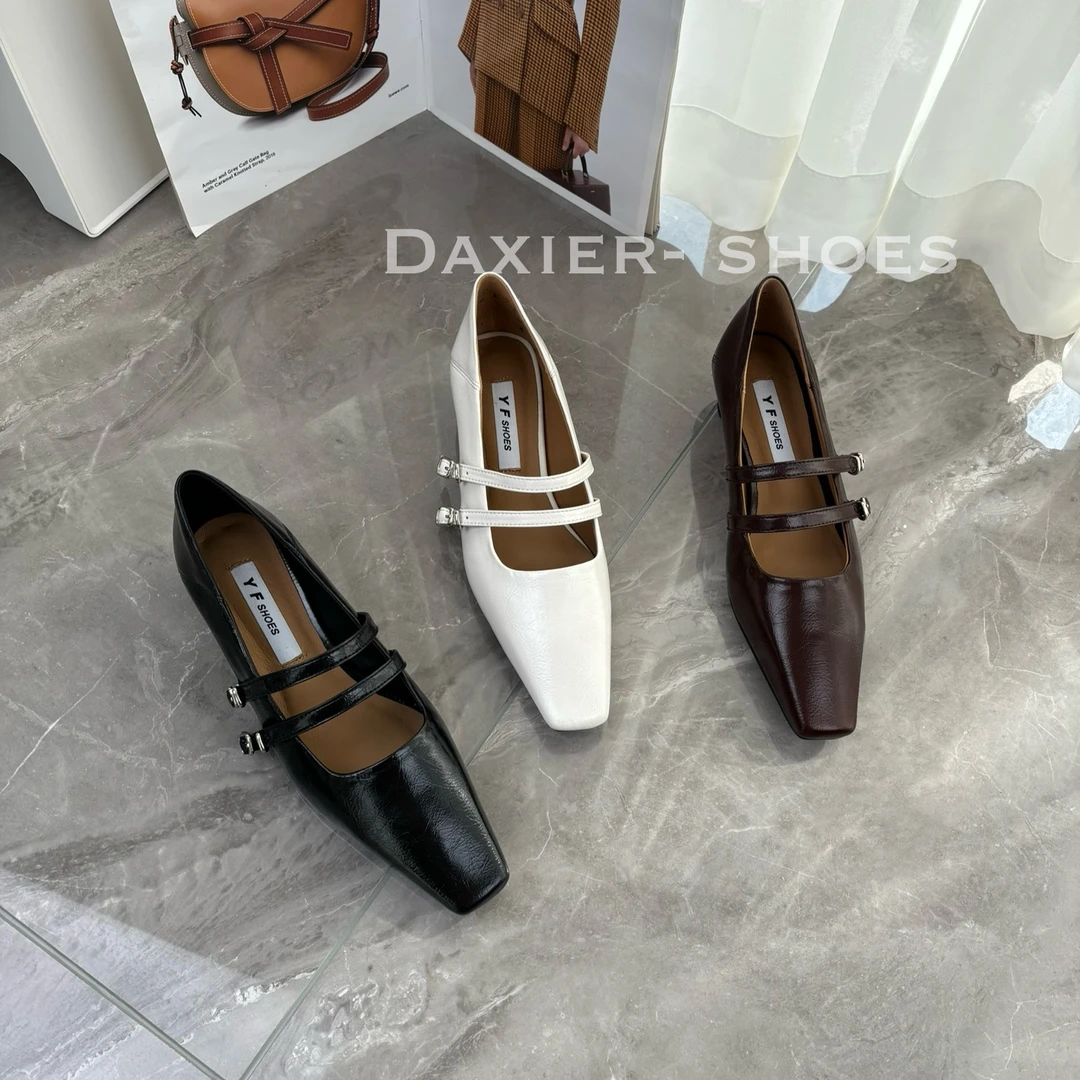 大喜儿设计方头法式复古2025玛丽珍小众设计一字扣浅口百搭单鞋女