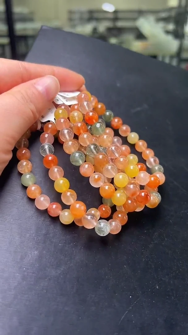 未镶嵌手串水晶多样性发一 彩兔毛手串8mm+  JP57532