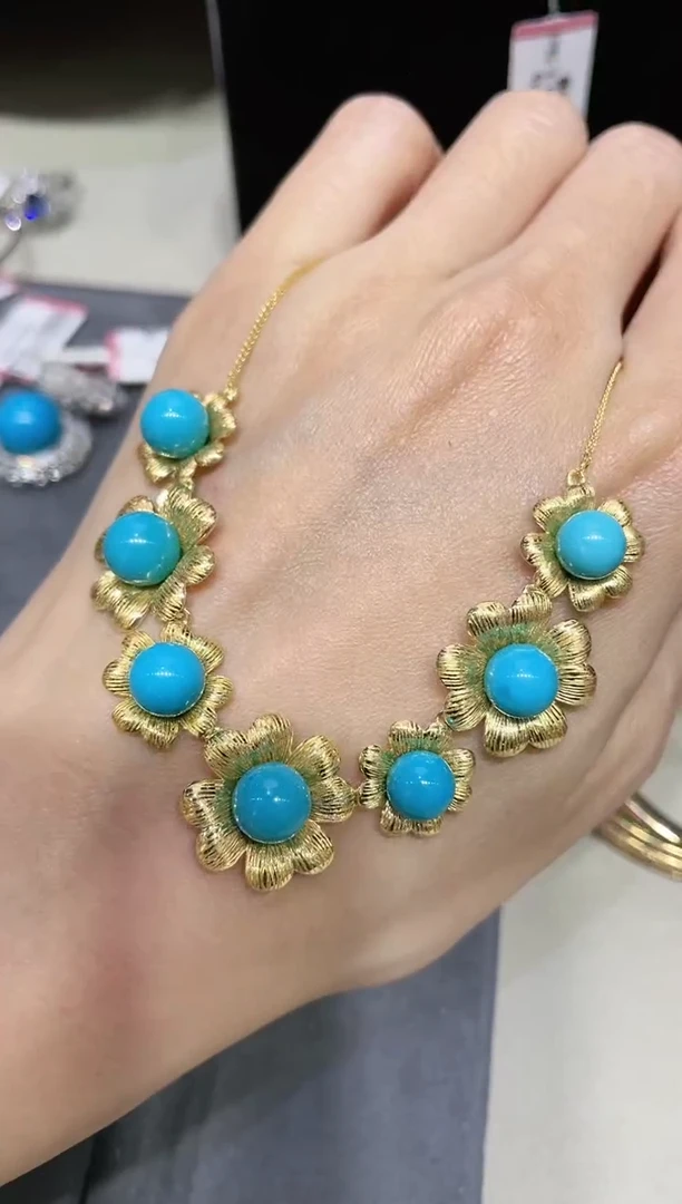 18K金镶嵌绿松石项链