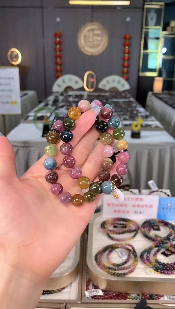 未镶嵌老矿碧玺色标彩虹单圈手串11mm+碧玺多样性发一条mz