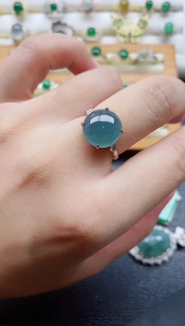 银S925镶嵌戒指翡翠1