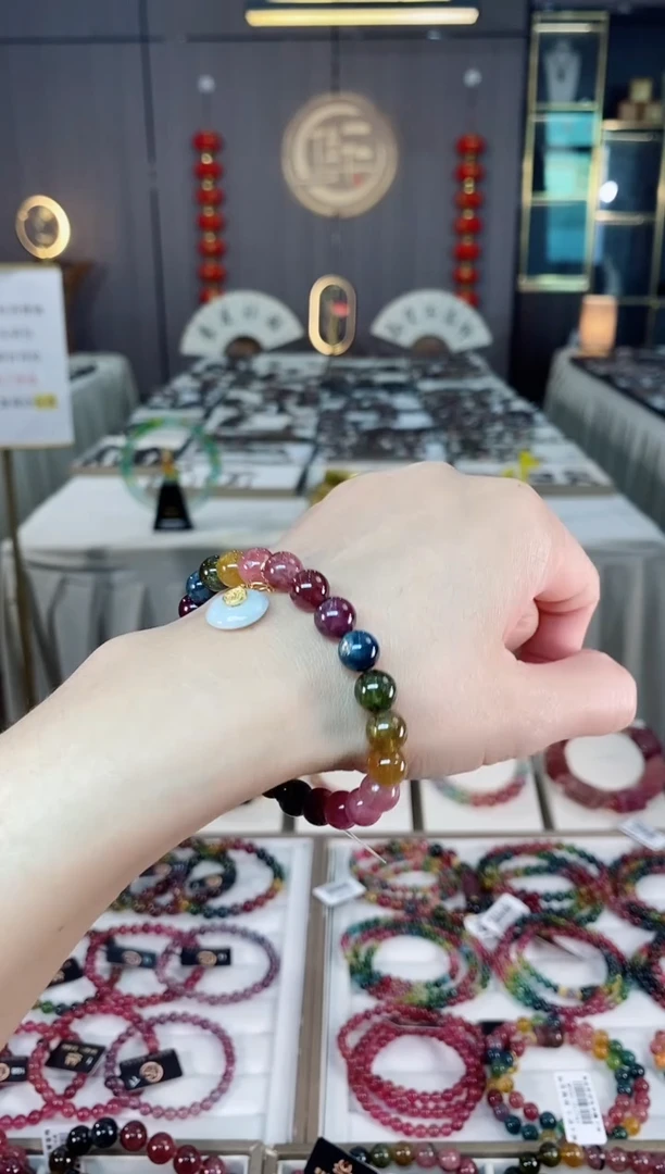 未镶嵌老矿碧玺彩虹单圈手串8mm+碧玺hon多样性发货一条