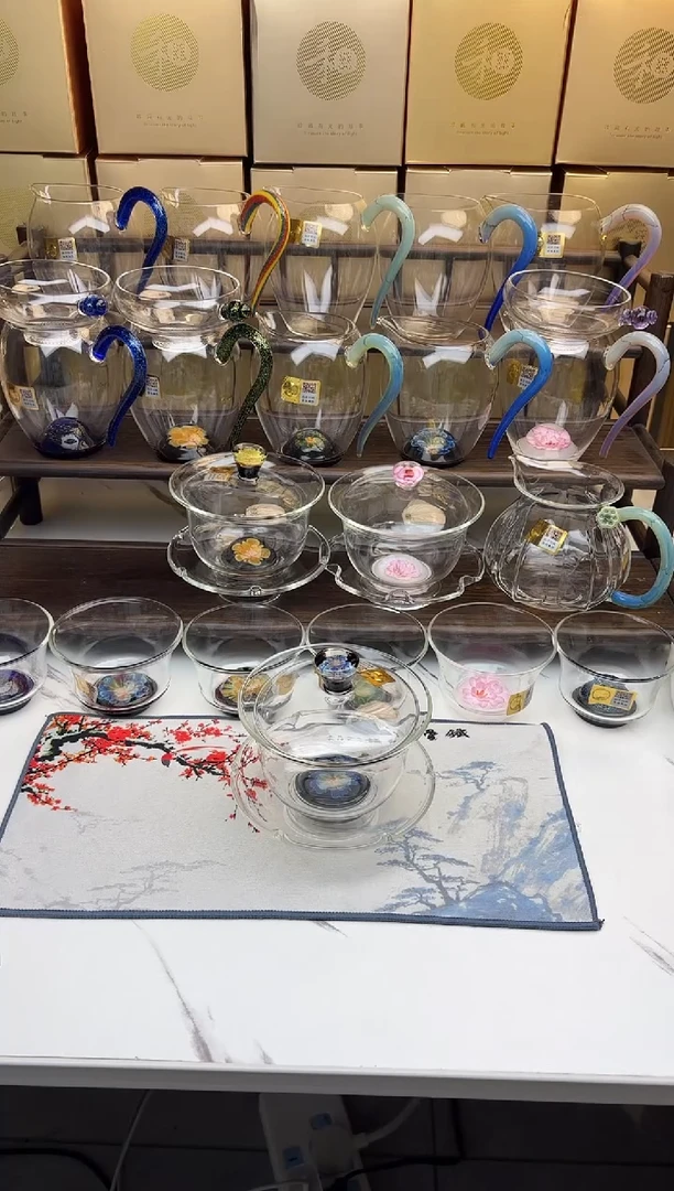 手工艺品玻璃a*禾器 涵韵盖碗  普通盒子