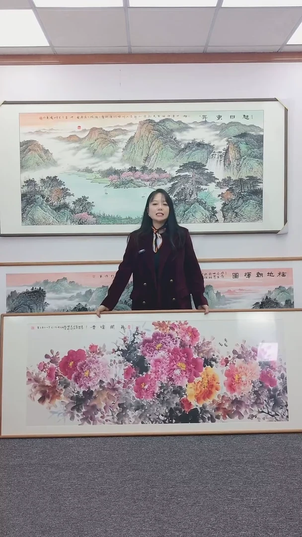 国画花开富贵210*80手绘作品