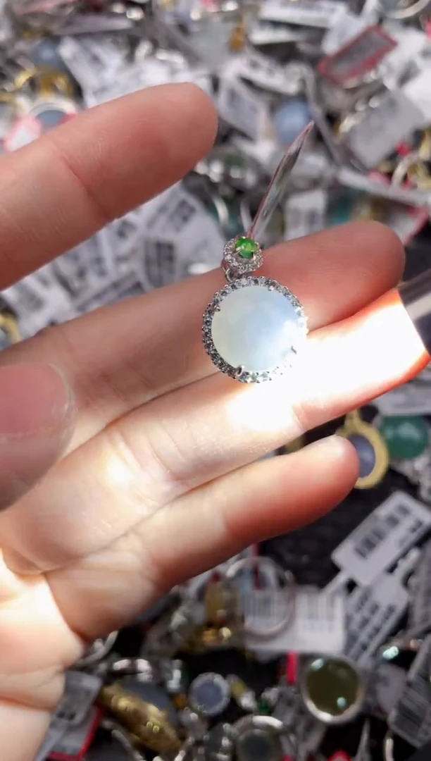 银S925镶嵌戒指翡翠8888----6