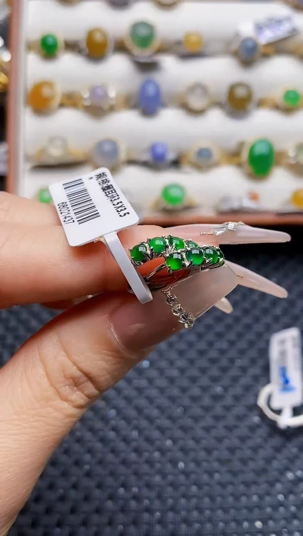 银S925镶嵌戒指翡翠7157