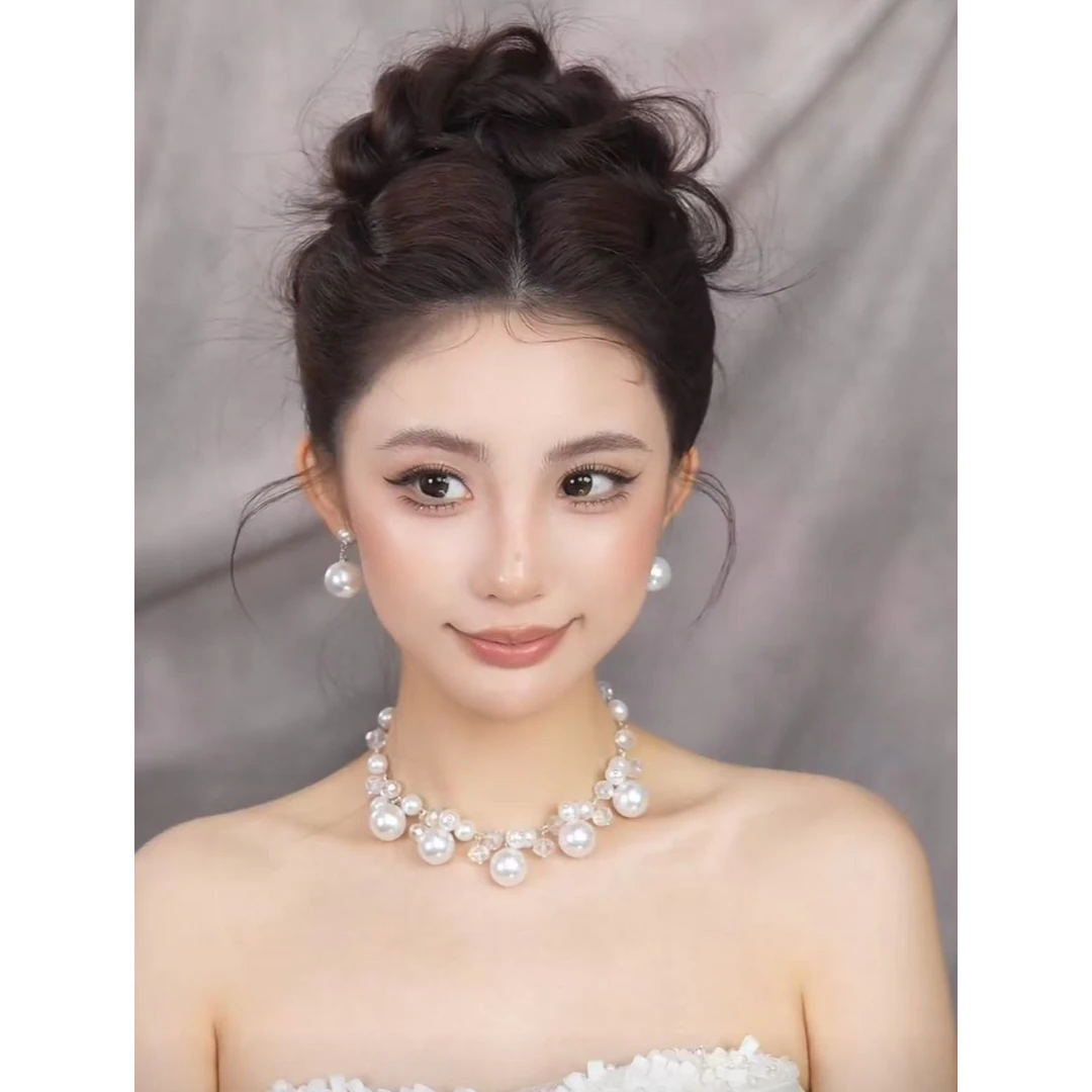 合金婚庆饰品 精美新娘项链➕耳针饰599
