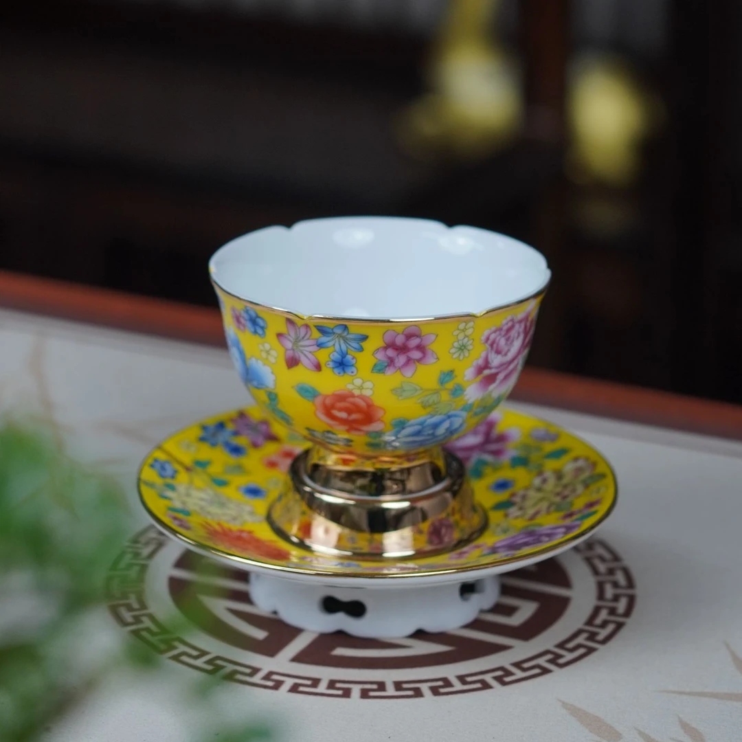 景德镇手工高档茶器珐琅彩主人杯托盘人物品茗茶叶罐壶高端礼品