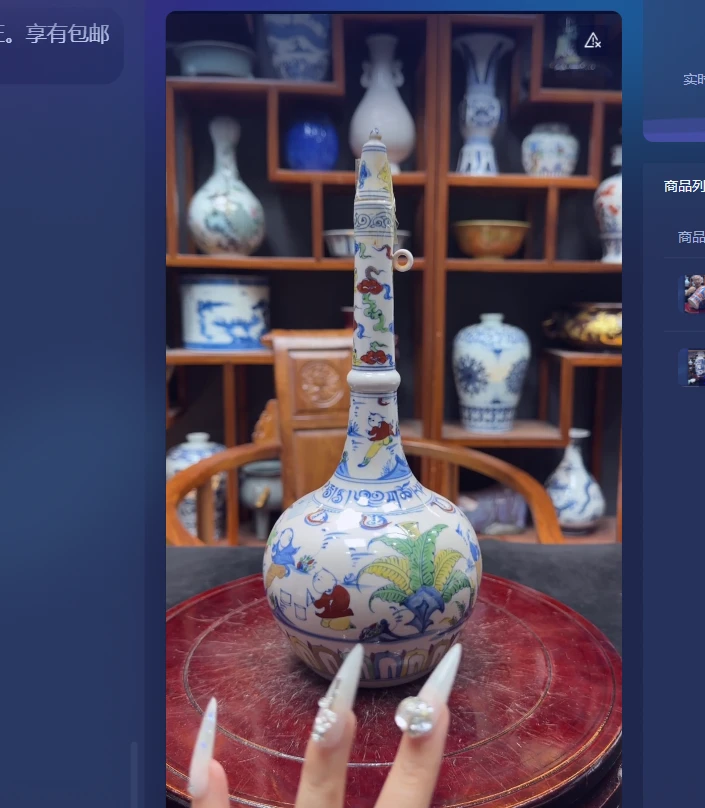 百年禄丰骨瓷 高端仓出中式摆件手绘唐宋仿古元明清瓷器手工陶瓷