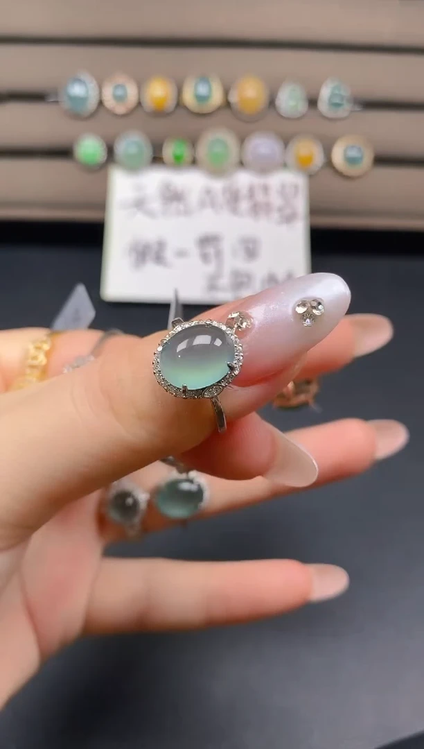 翡翠戒指银S925镶嵌81