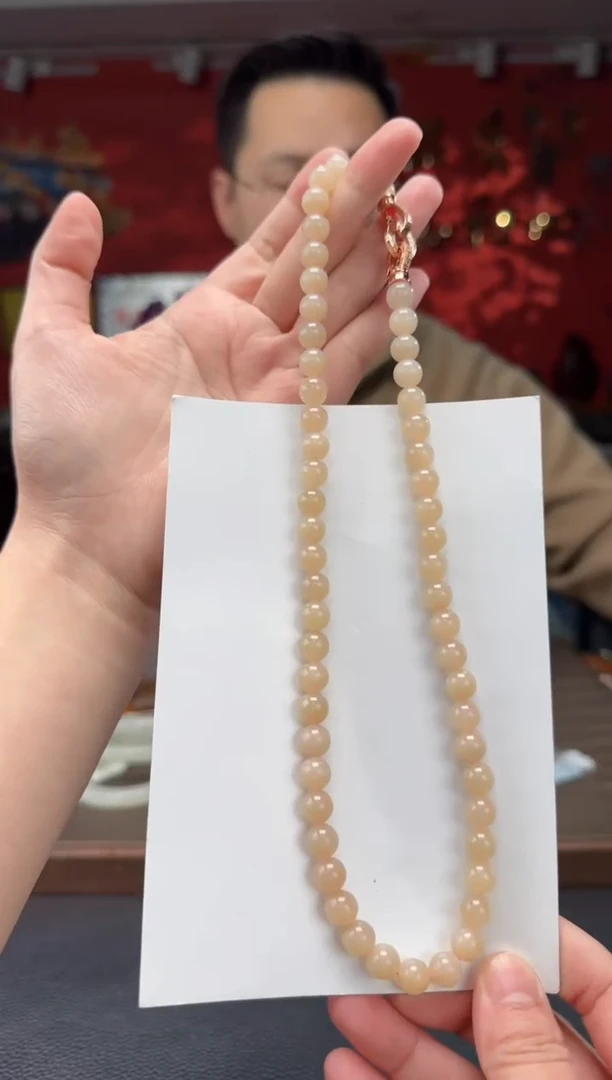 【闪购商品】和田玉颈饰未镶嵌藕粉妈妈链卡8