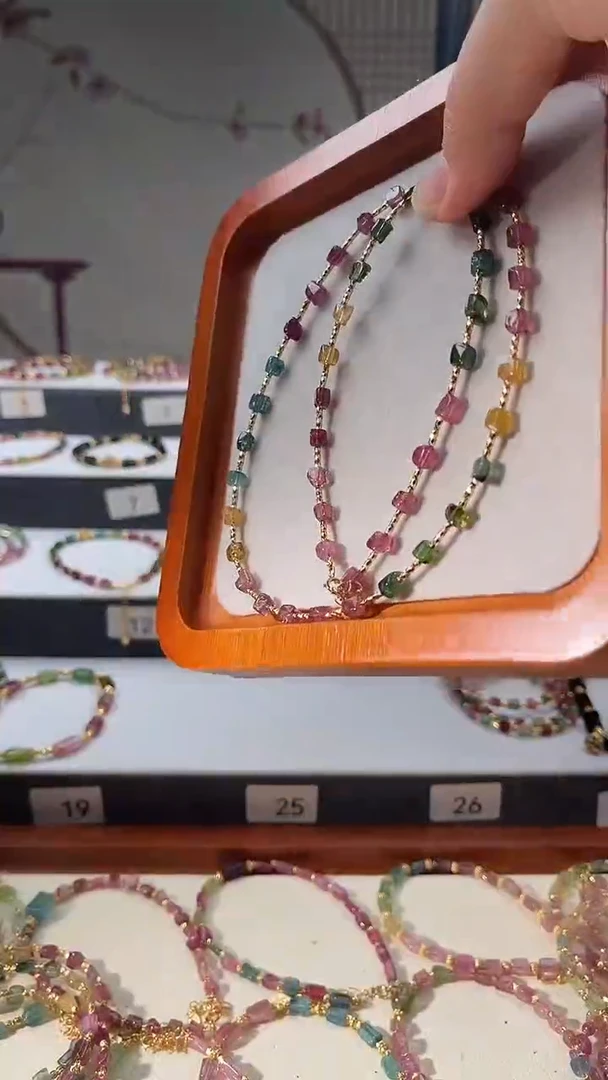 银S925镶嵌手链碧玺6263