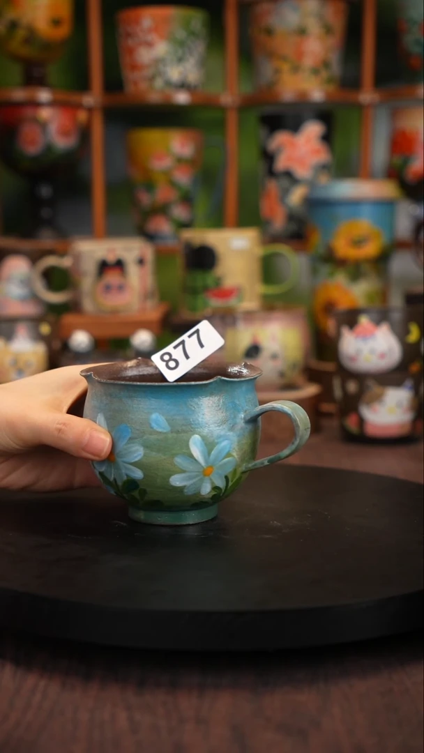 釉下手绘陶瓷紫砂杯877