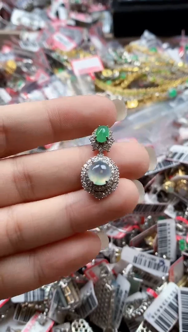 银S925镶嵌戒指翡翠天然A货缅甸翡翠