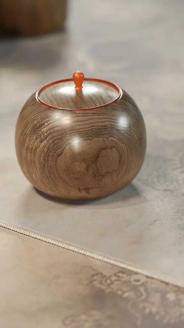 【闪购商品】金丝楠木雕615茶仓茶叶罐