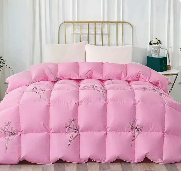 清新花卉防寒厚款植物花卉被套冬被自充绒被充绒粉色双层面料