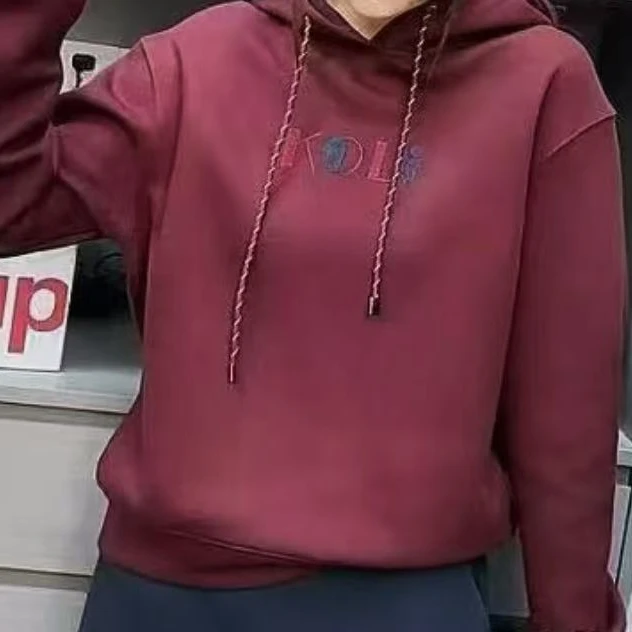 S413安可拉红加绒KO刺绣连帽卫衣