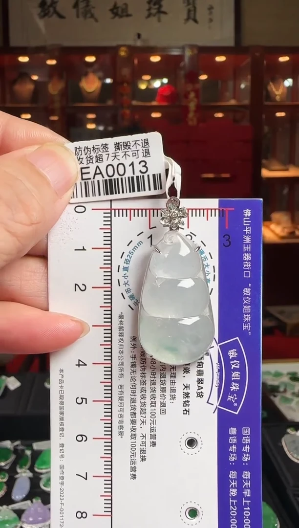 翡翠18K金镶嵌颈饰EA0013高冰富贵豆