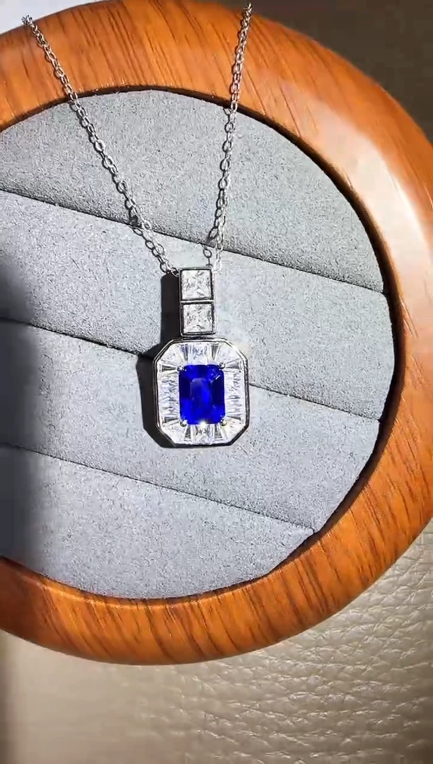 主播定制链接 蓝色方形吊坠2ct