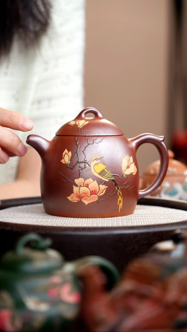茶壶紫砂柴烧胭脂红大秦权